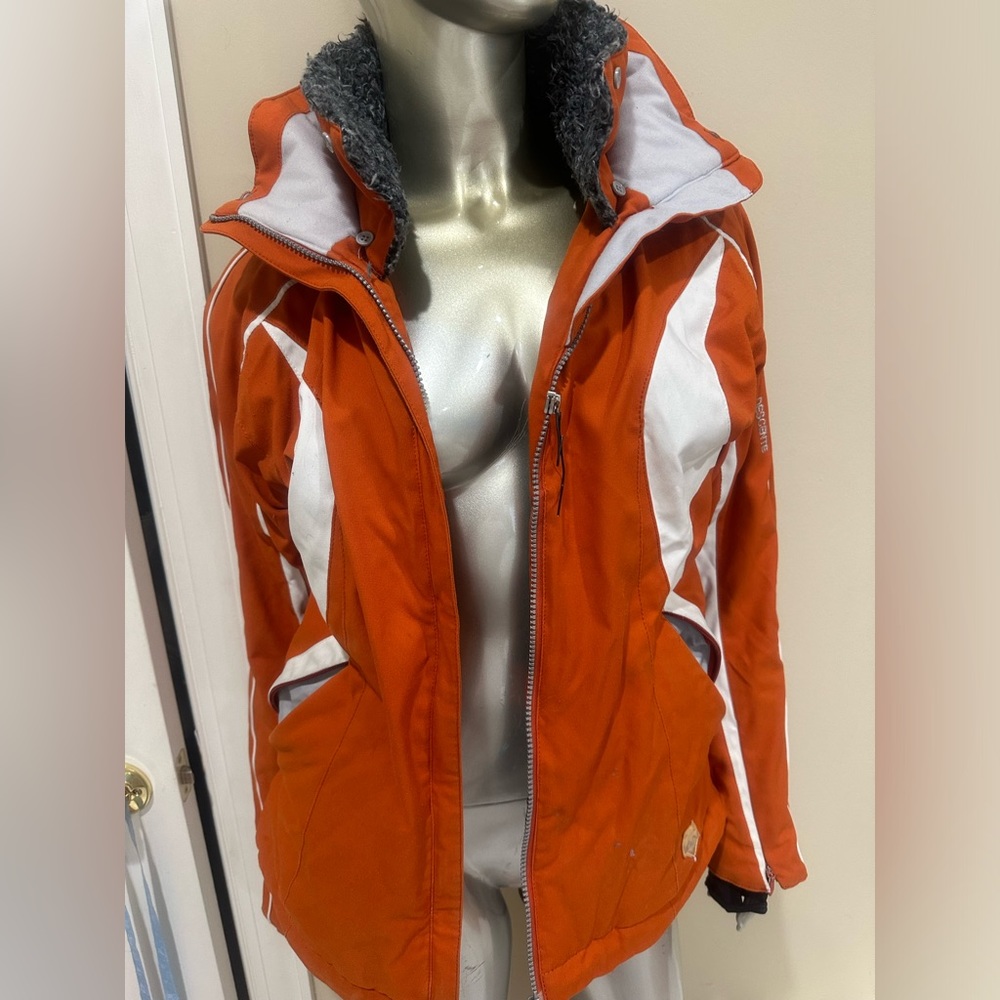 Descente‎ Women's orange whiteColor Block Ski Winter Size 8 /S Insulated Jacket